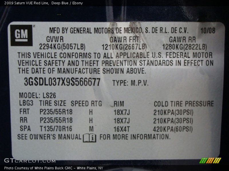 Deep Blue / Ebony 2009 Saturn VUE Red Line