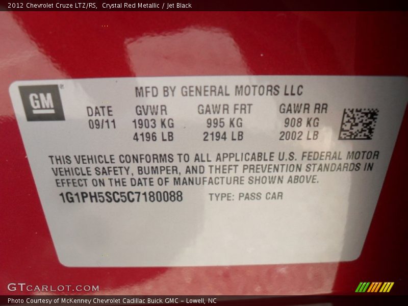 Crystal Red Metallic / Jet Black 2012 Chevrolet Cruze LTZ/RS
