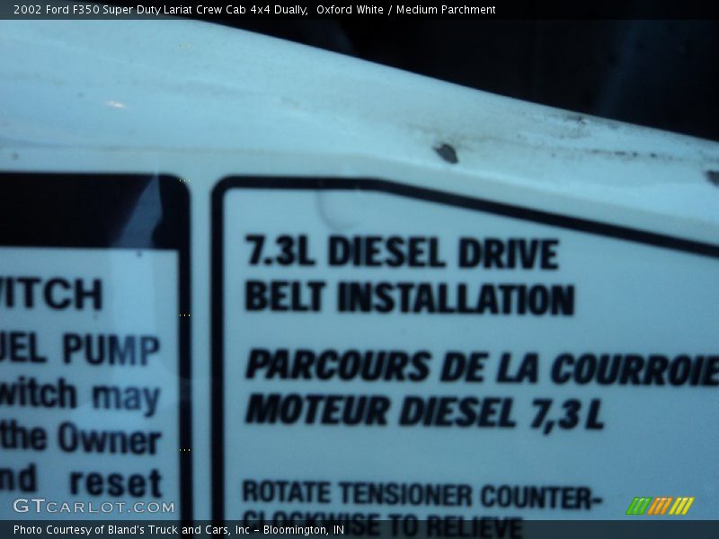 Info Tag of 2002 F350 Super Duty Lariat Crew Cab 4x4 Dually