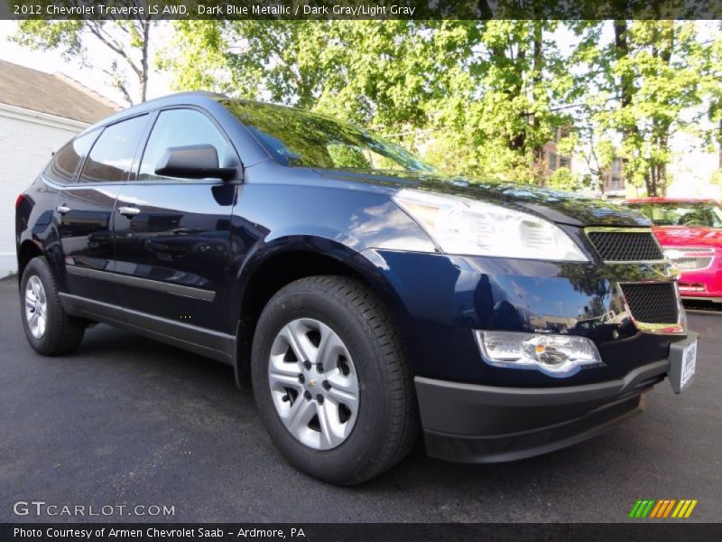 Dark Blue Metallic / Dark Gray/Light Gray 2012 Chevrolet Traverse LS AWD