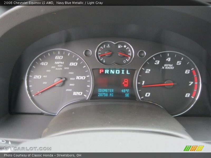 Navy Blue Metallic / Light Gray 2008 Chevrolet Equinox LS AWD