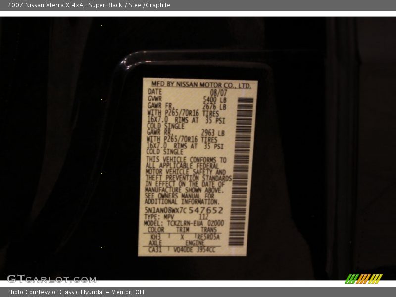 Super Black / Steel/Graphite 2007 Nissan Xterra X 4x4