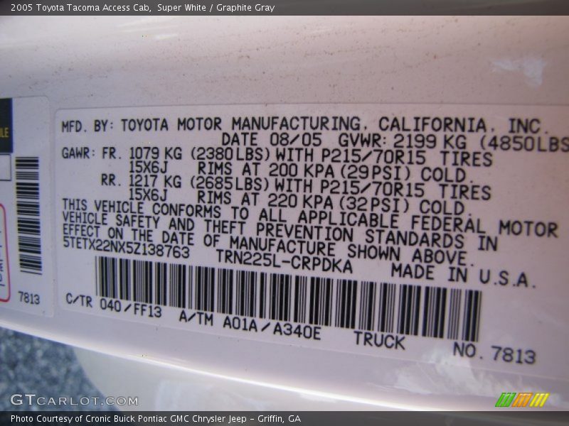 Super White / Graphite Gray 2005 Toyota Tacoma Access Cab