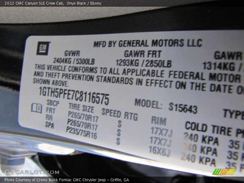Onyx Black / Ebony 2012 GMC Canyon SLE Crew Cab