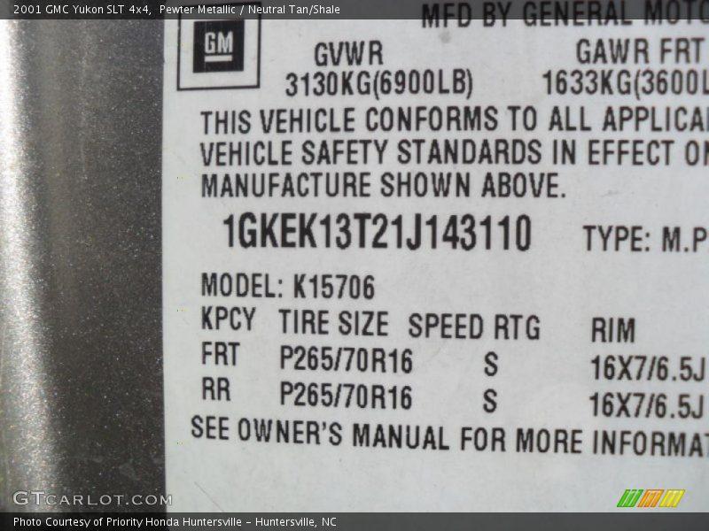 Pewter Metallic / Neutral Tan/Shale 2001 GMC Yukon SLT 4x4