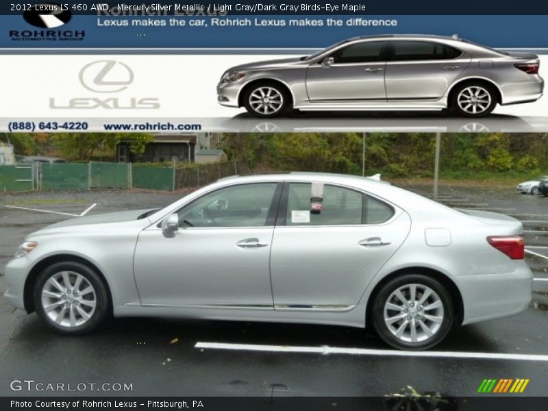 Mercury Silver Metallic / Light Gray/Dark Gray Birds-Eye Maple 2012 Lexus LS 460 AWD