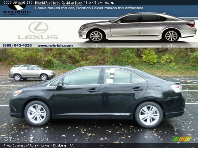 Obsidian Black / Black/Brown Walnut 2011 Lexus HS 250h Hybrid Premium