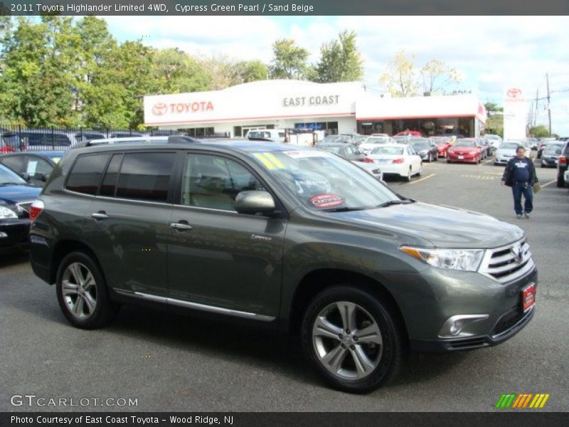 Cypress Green Pearl / Sand Beige 2011 Toyota Highlander Limited 4WD