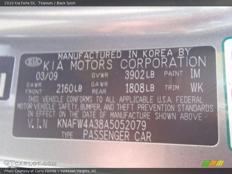Titanium / Black Sport 2010 Kia Forte SX