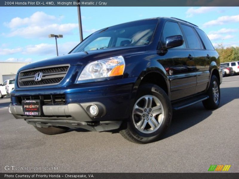 Midnight Blue Metallic / Gray 2004 Honda Pilot EX-L 4WD