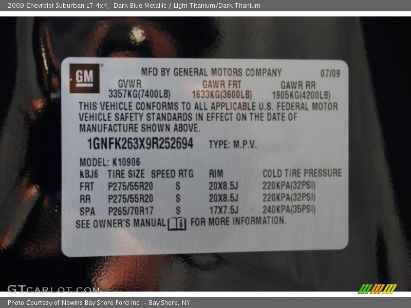 Dark Blue Metallic / Light Titanium/Dark Titanium 2009 Chevrolet Suburban LT 4x4