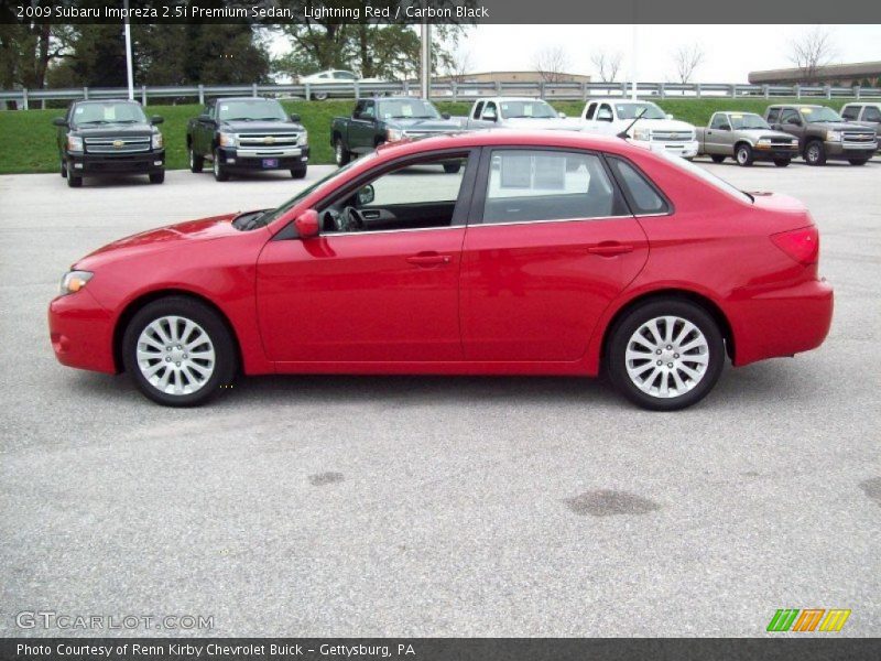 Lightning Red / Carbon Black 2009 Subaru Impreza 2.5i Premium Sedan