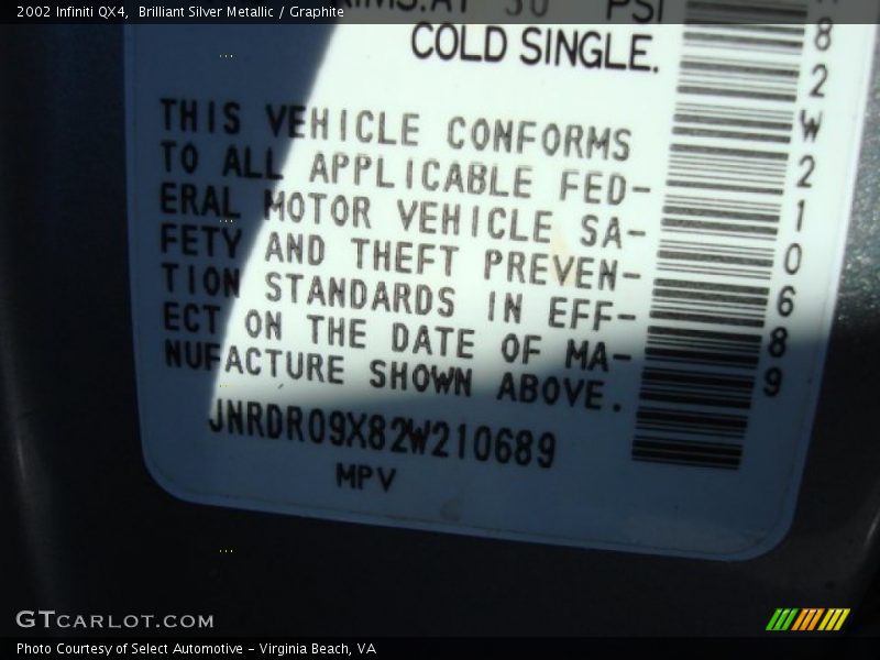 Brilliant Silver Metallic / Graphite 2002 Infiniti QX4