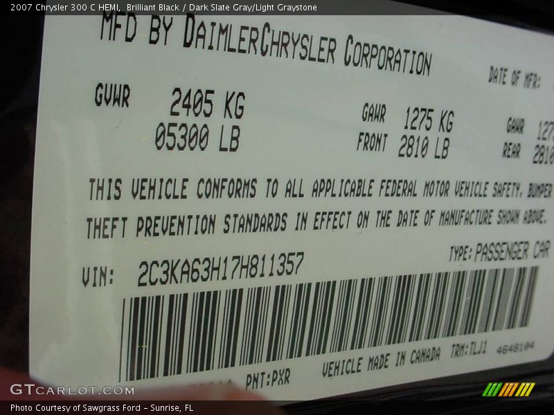 Brilliant Black / Dark Slate Gray/Light Graystone 2007 Chrysler 300 C HEMI
