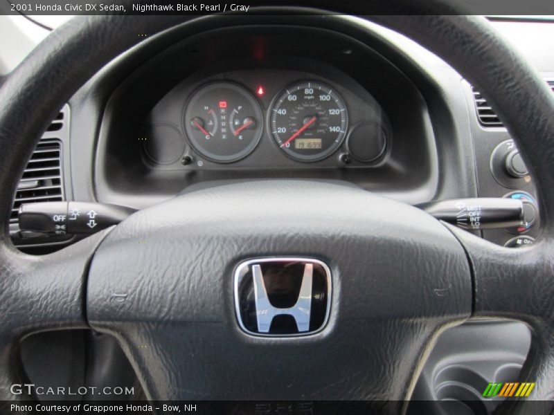 Nighthawk Black Pearl / Gray 2001 Honda Civic DX Sedan