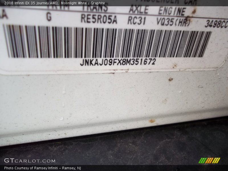Moonlight White / Graphite 2008 Infiniti EX 35 Journey AWD