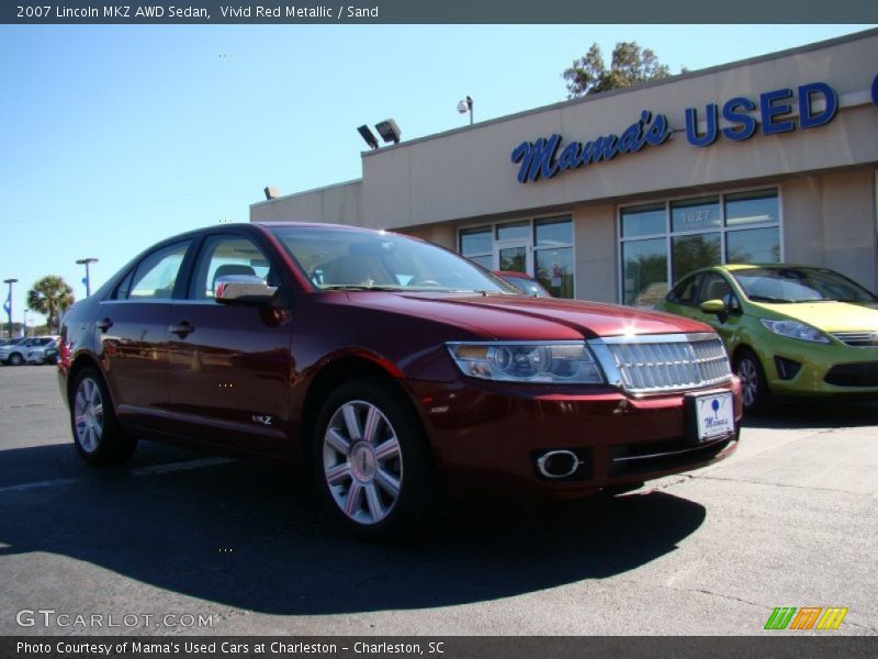 Vivid Red Metallic / Sand 2007 Lincoln MKZ AWD Sedan