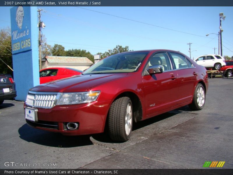 Vivid Red Metallic / Sand 2007 Lincoln MKZ AWD Sedan