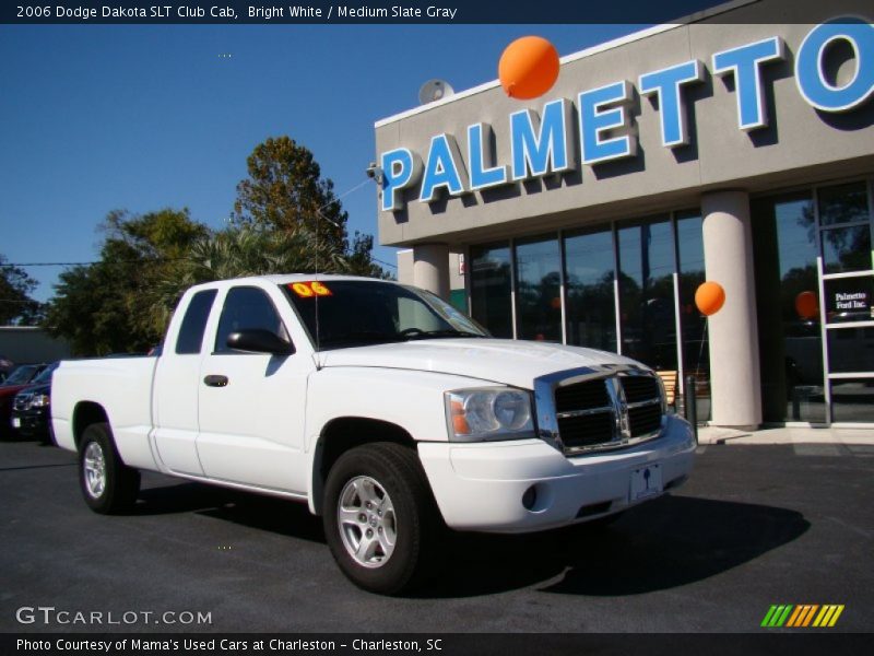 Bright White / Medium Slate Gray 2006 Dodge Dakota SLT Club Cab