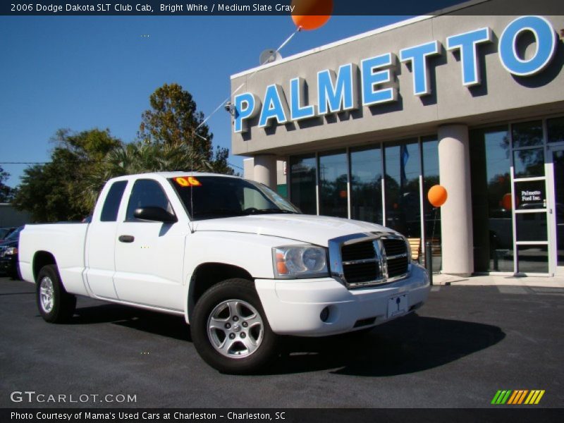 Bright White / Medium Slate Gray 2006 Dodge Dakota SLT Club Cab