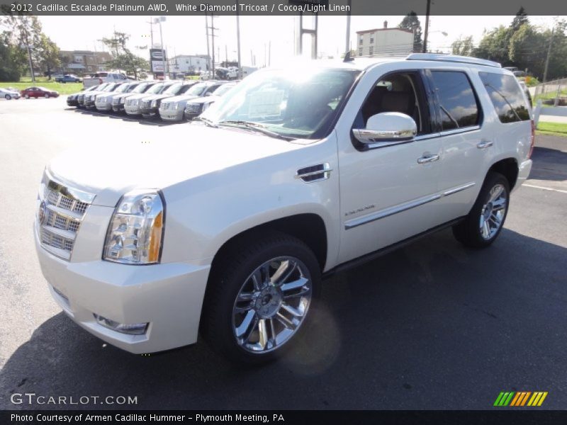 White Diamond Tricoat / Cocoa/Light Linen 2012 Cadillac Escalade Platinum AWD