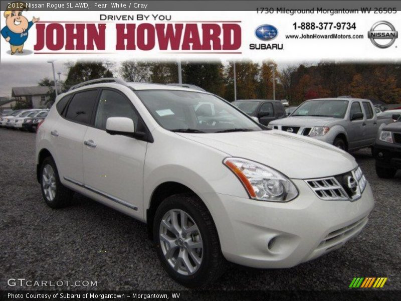 Pearl White / Gray 2012 Nissan Rogue SL AWD