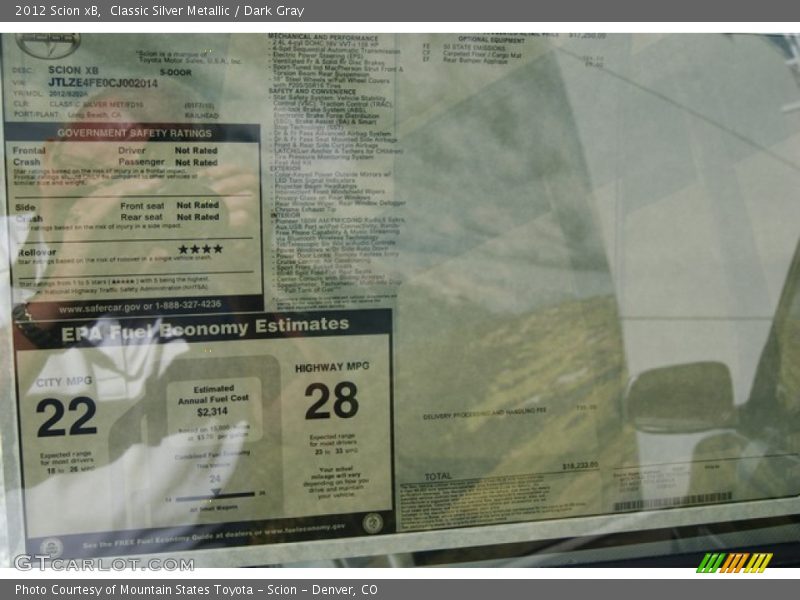  2012 xB  Window Sticker