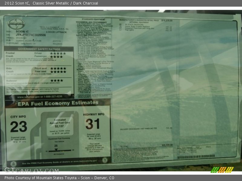  2012 tC  Window Sticker