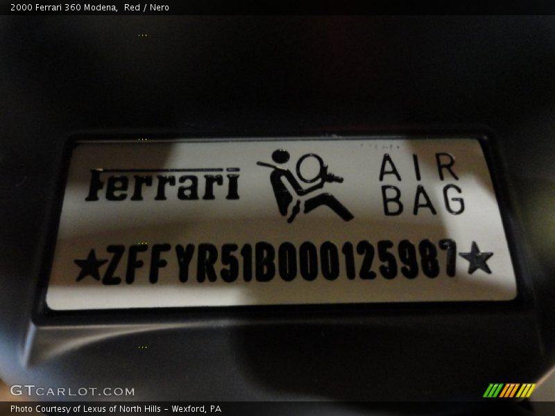 Info Tag of 2000 360 Modena