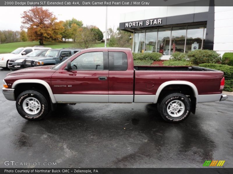 Dark Garnet Red Pearl Coat / Mist Gray 2000 Dodge Dakota SLT Extended Cab 4x4