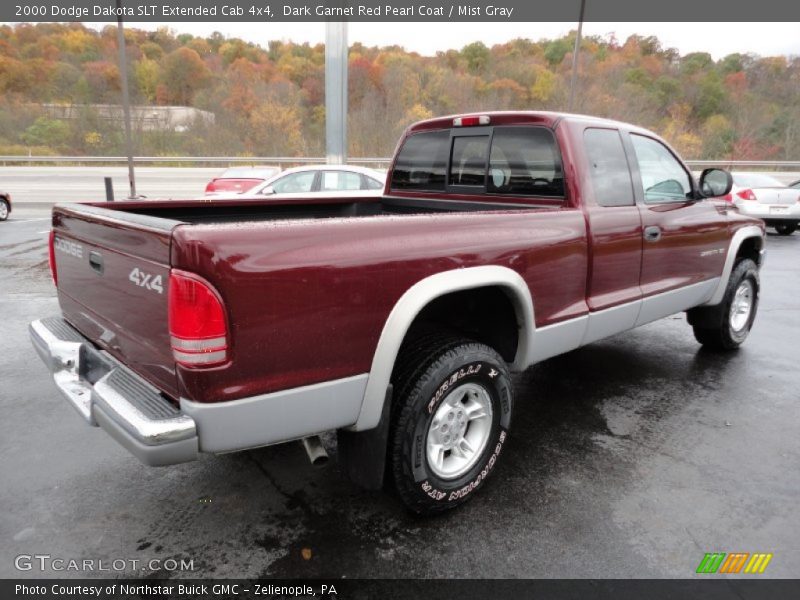 Dark Garnet Red Pearl Coat / Mist Gray 2000 Dodge Dakota SLT Extended Cab 4x4