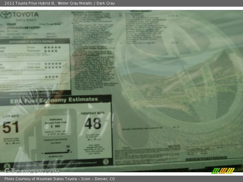 Winter Gray Metallic / Dark Gray 2011 Toyota Prius Hybrid III