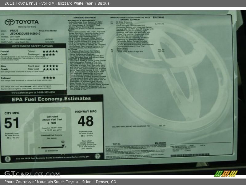 Blizzard White Pearl / Bisque 2011 Toyota Prius Hybrid V