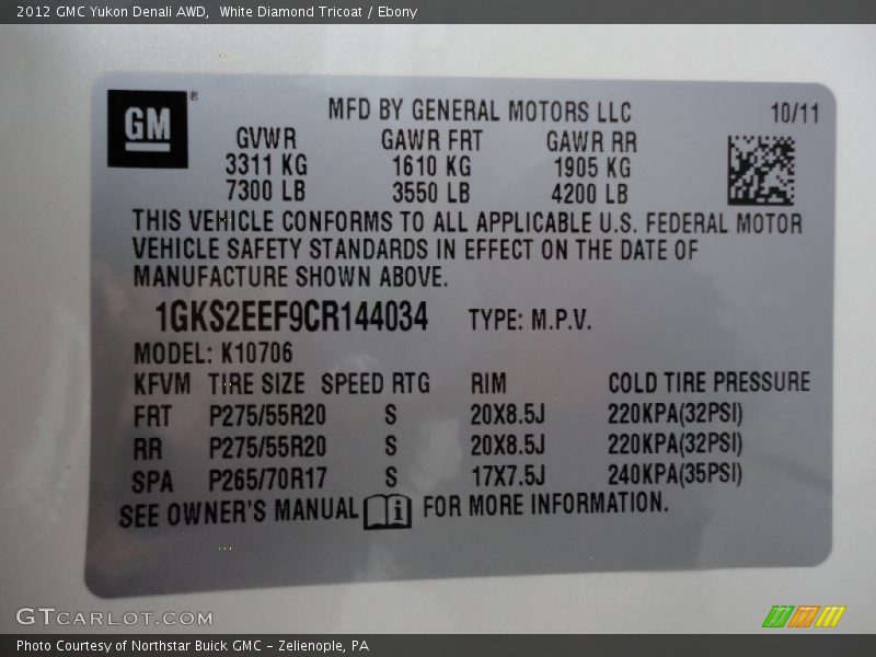 White Diamond Tricoat / Ebony 2012 GMC Yukon Denali AWD