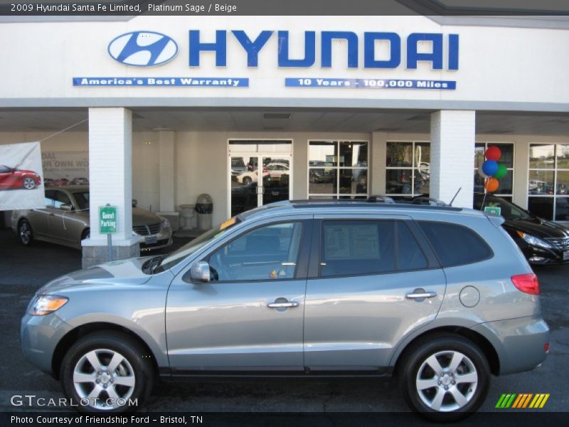 Platinum Sage / Beige 2009 Hyundai Santa Fe Limited