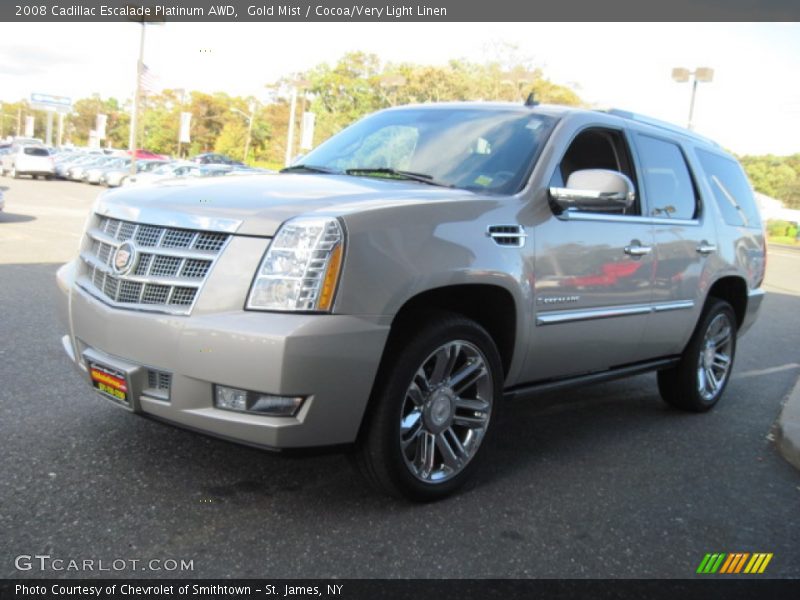 Gold Mist / Cocoa/Very Light Linen 2008 Cadillac Escalade Platinum AWD