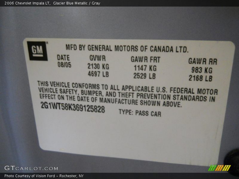 Glacier Blue Metallic / Gray 2006 Chevrolet Impala LT