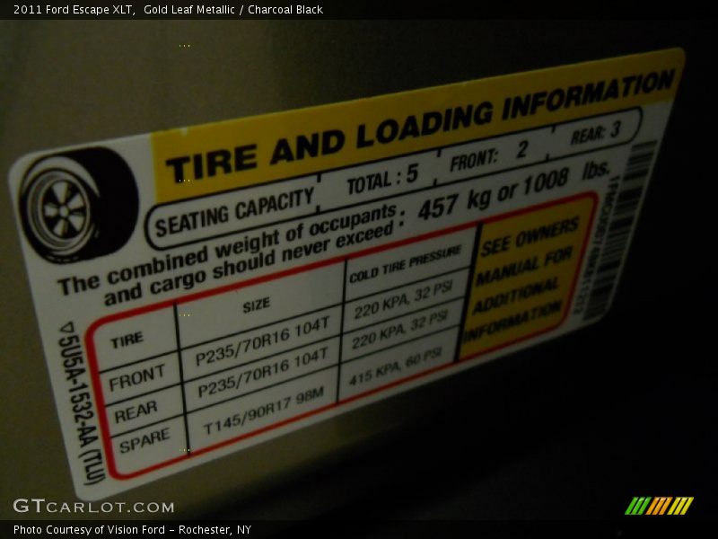 Gold Leaf Metallic / Charcoal Black 2011 Ford Escape XLT