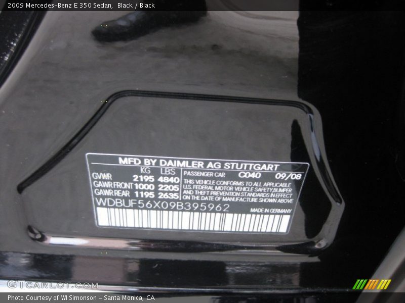 Black / Black 2009 Mercedes-Benz E 350 Sedan