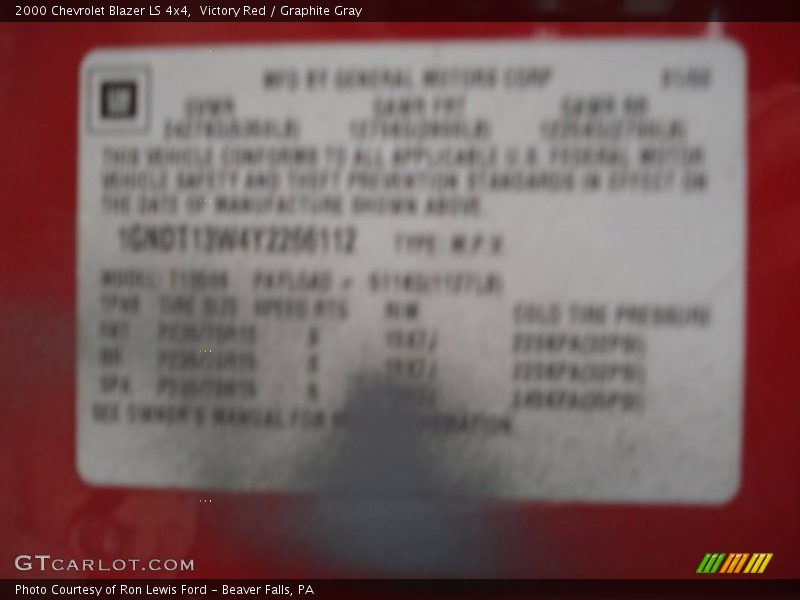 Victory Red / Graphite Gray 2000 Chevrolet Blazer LS 4x4