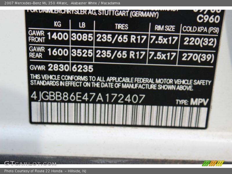 Alabaster White / Macadamia 2007 Mercedes-Benz ML 350 4Matic