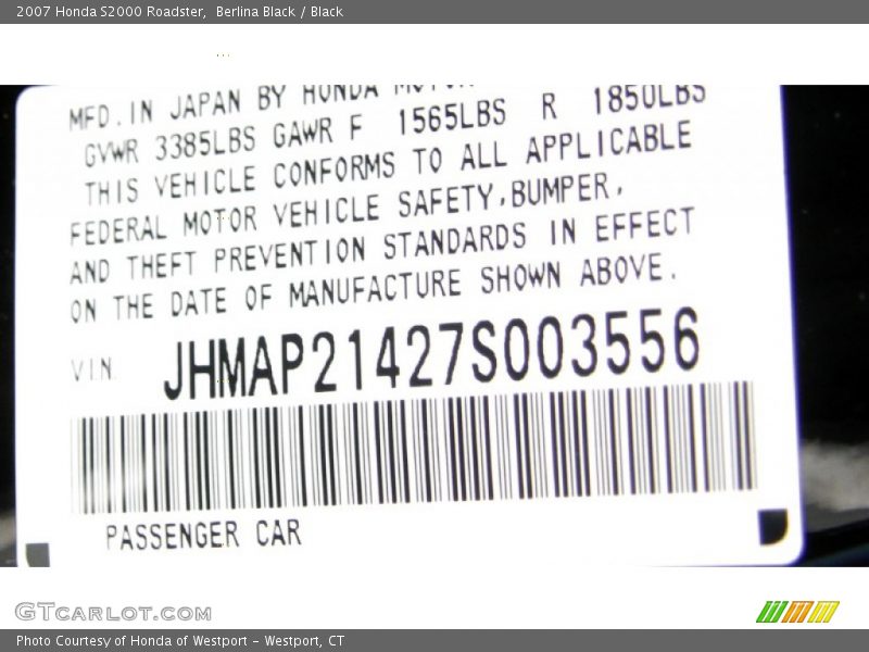 Berlina Black / Black 2007 Honda S2000 Roadster