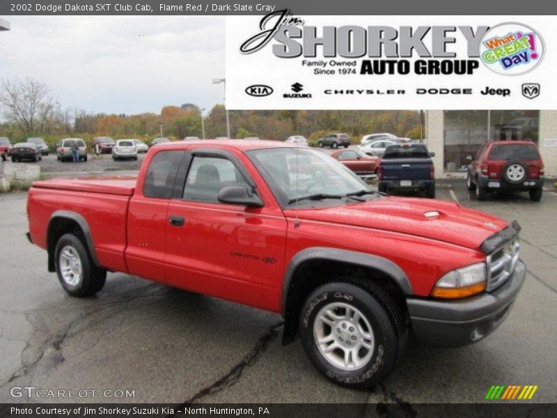 Flame Red / Dark Slate Gray 2002 Dodge Dakota SXT Club Cab