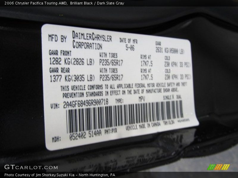 Brilliant Black / Dark Slate Gray 2006 Chrysler Pacifica Touring AWD