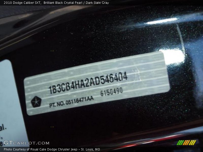Brilliant Black Crystal Pearl / Dark Slate Gray 2010 Dodge Caliber SXT