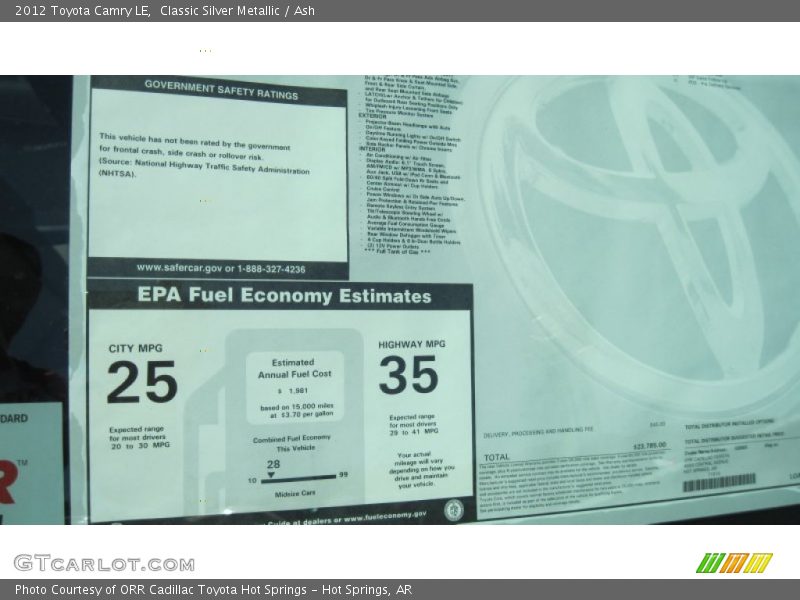 Classic Silver Metallic / Ash 2012 Toyota Camry LE