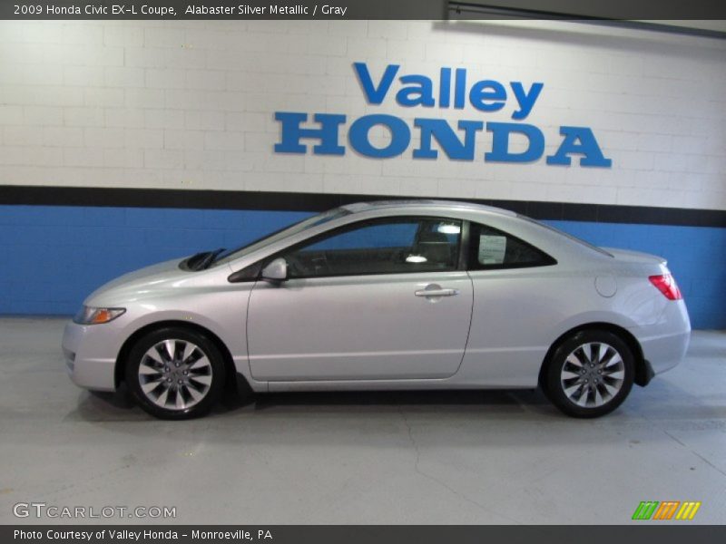 Alabaster Silver Metallic / Gray 2009 Honda Civic EX-L Coupe