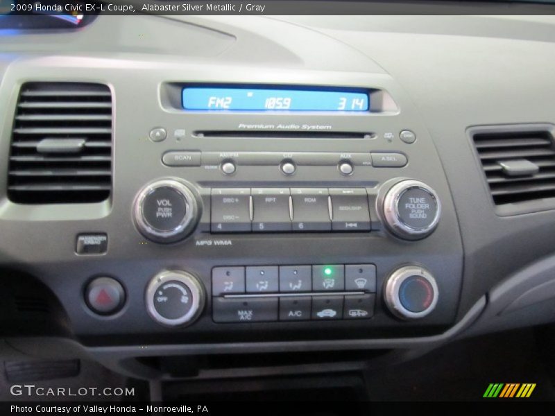 Alabaster Silver Metallic / Gray 2009 Honda Civic EX-L Coupe