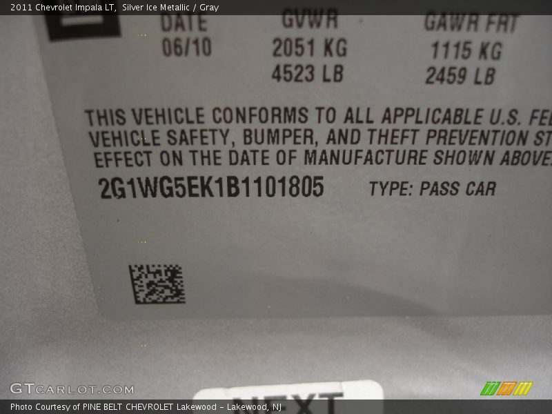Silver Ice Metallic / Gray 2011 Chevrolet Impala LT