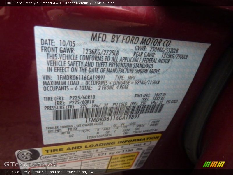 Merlot Metallic / Pebble Beige 2006 Ford Freestyle Limited AWD